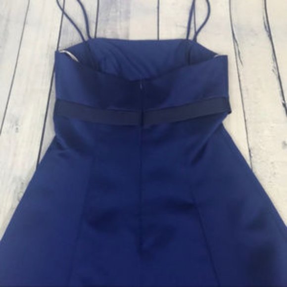 David’s Bridal Blue Spaghetti Strap Satin Dress 4 - Picture 4 of 5
